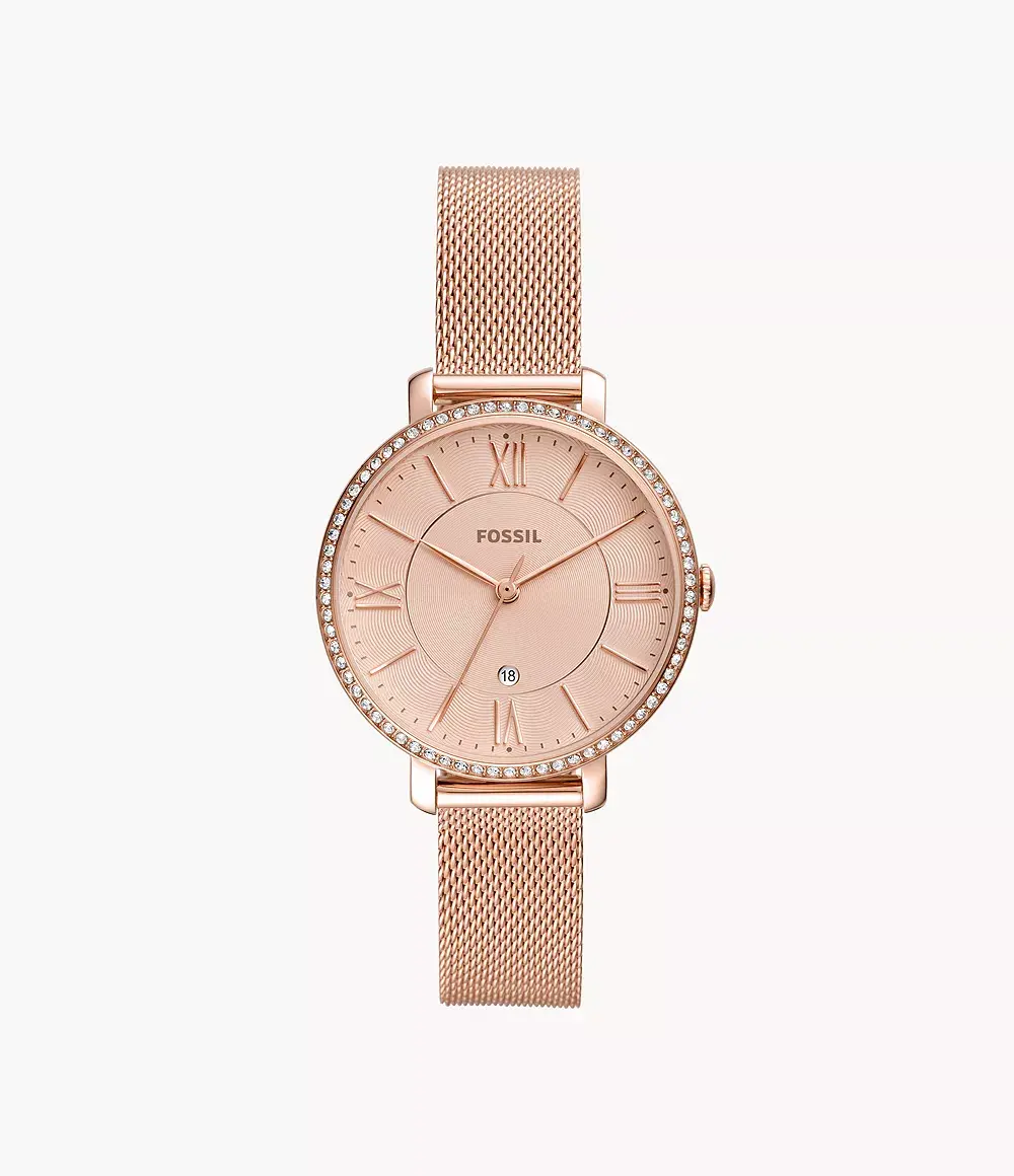 Fossil Women's Jacqueline 36mm Three Hand Date, Rose Gold-Tone Stainless Steel Watch