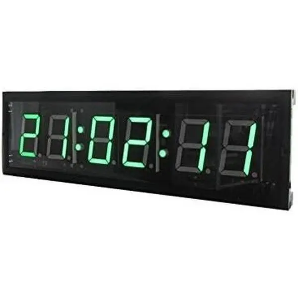 AZOOU LED Digital Electronic Wall Clock - 3" 6-Digit Stopwatch Timer with Countdown, Count-Up Functions, Green Display, Wall-Mountable Installation, Bus Decor, Electronic Wall Clocks