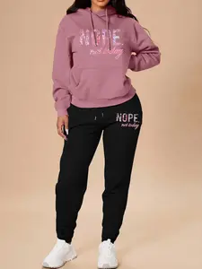 Women's Casual Floral Letter Print Sweatshirt & Long Pants Set, Sweatsuit Set, Athleisure Wear Set, Fall Winter Home Wear, Outdoor Sports Fitness, Sweatsuit Outfits