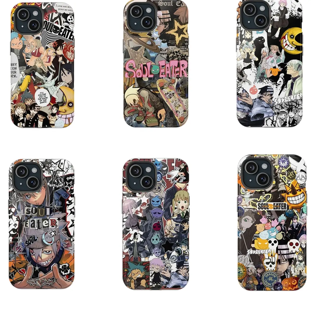 6 Styles Soul Eater Phone Case Evans Crona Maka Albam Black Star Tsubaki Death the Kid Manga Anime, Anime Vintage Special Cover for iPhone 11 12 13 14