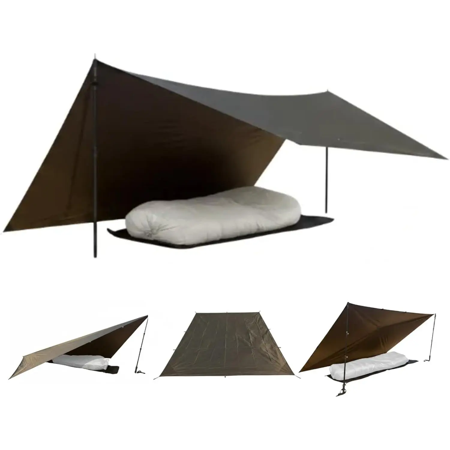 6x8 ft Waterproof Ultralight 70D Nylon Camping Tarp, 4000mm Waterproof Emergency Shelter Tent Footprint Ground Sheet for Backpacking Hiking Camping Bushcraft Survival Picnic, OD Green
