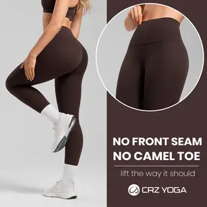 CRZ YOGA Butterluxe No Front Seam Yoga Leggings 25" - High Waisted Womens Lounge Pants Pilates Workout Athletic Buttery Soft