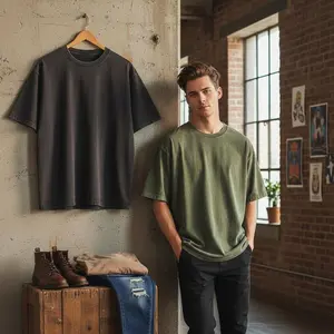Men's T-shirt - Half Short Sleeve Loose Casual Street Top Neutral Retro Solid Color Basic T-shirt Breathable and Comfortable for Daily Wearing Retro Style Urban Fashion Men's and Women's Clothing