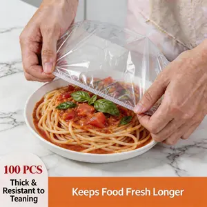 100PCS Plastic Bowl Covers – Elastic Reusable Food Wrap, Stretch Plate Covers for Food Storage & Bread Proofing, Keep Food Fresh, Picnic Kitchen summervibes