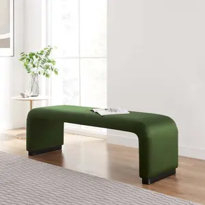 Modway Koda Performance Velvet Waterfall Long Bench in Black Moss Green