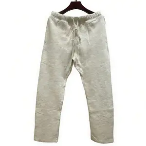 Relaxed Sweatpants Light Grey - Uncuffed Fleece Elastic Bottom Sweatpants with Pockets, Relaxed Fit, Moisture Wicking, Breathable