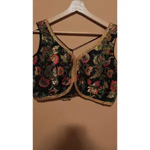 Black Party Wear Floral Blouse - Adjustable Dupatta with Floral Pattern, Comfortable Fit, Traditional Style for Women