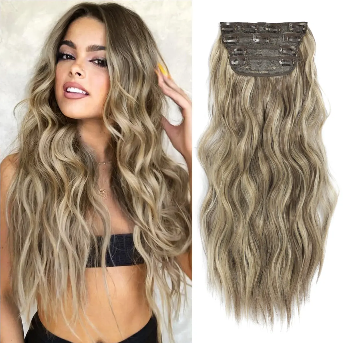4PCS Hair Extensions Clip in 16