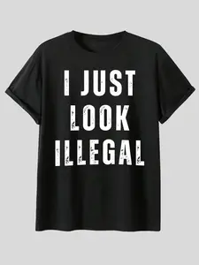 Funny Print T-Shirt, Casual Slim-Fit Short Sleeve Top, Breathable Round Neck, Streetwear, Home Wear, Tiktok Trendy Humorous Tee