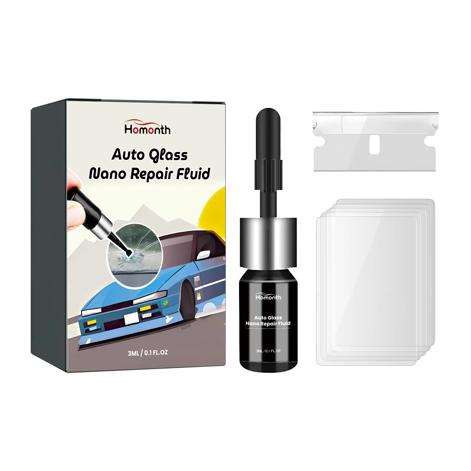 Nano Glass Repair Fluid, Car Windshield Crack Repair Liquid, Restore Clear Vision, Automotive Glass Crack Restoration Agent