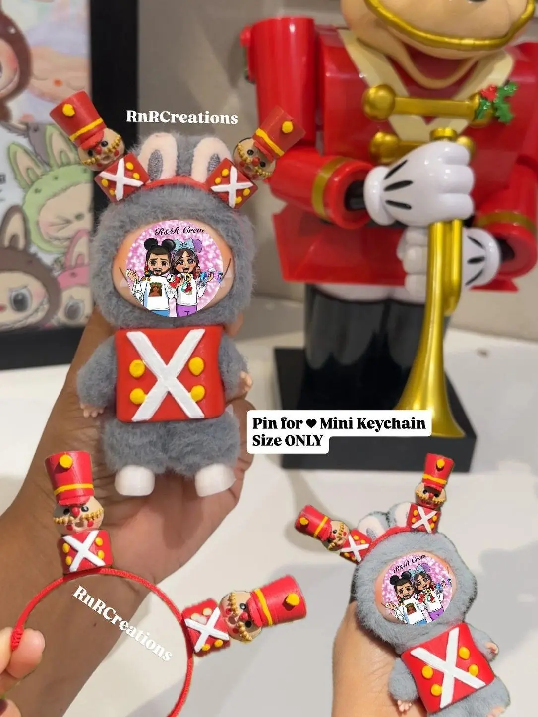 Christmas Nutcracker For Love MINI size Figurine Keychain Doll Handmade set