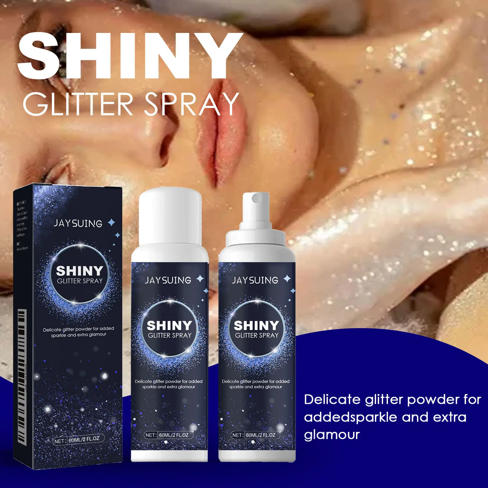 Shiny Holographic Shimmer Glitter Spray, Fine Mist Body Highlighter Spray, Festival Party Sparkly Makeup for Women