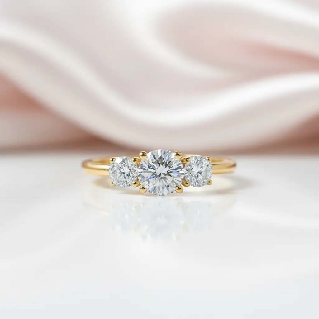 14k White Gold Three-Stone 0.5 Carat Lab Grown Diamond Engagement Ring