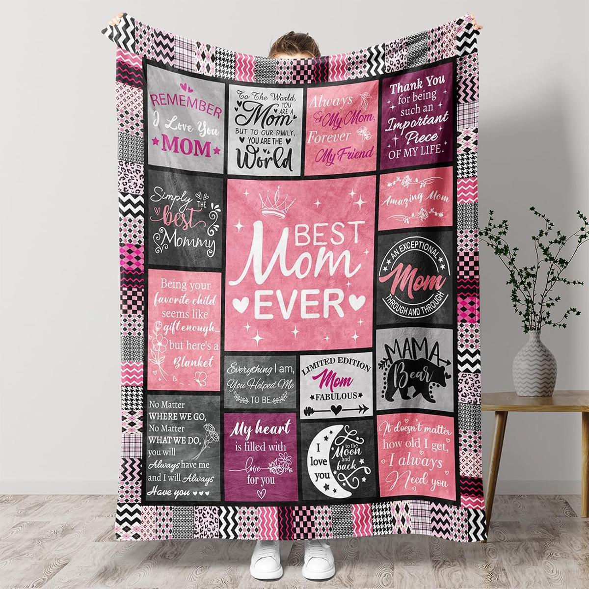 To Mom Throw Blanket for Mom, Gifts for Mom, Soft Comfortable Warm Throw, Air-conditioned Room Warm Nap Blanket for Home Office Travel, Heartfelt Gift Blanket, Bedroom Accessories, Christmas Gift, Birthday Gifts for Mom