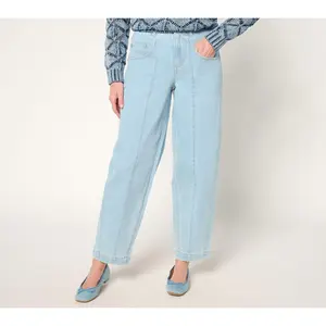LOGO by Lori Goldstein Regular Indigo Barrel Leg Ankle Jeans