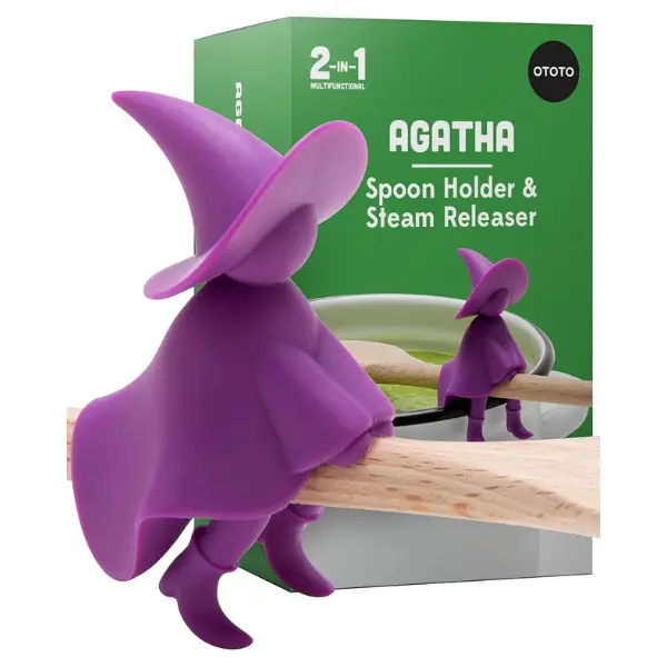 OTOTO Agatha Spoon Rest - Witchy Kitchen Gadget, Adorable Silicone Purple, Heat-Resistant, Food-Grade, BPA-Free, Perfect Gift for Foodies & Home Cooks | TikTok Must-Have | Funky Kitchen Supplies | Kitchen Accessories