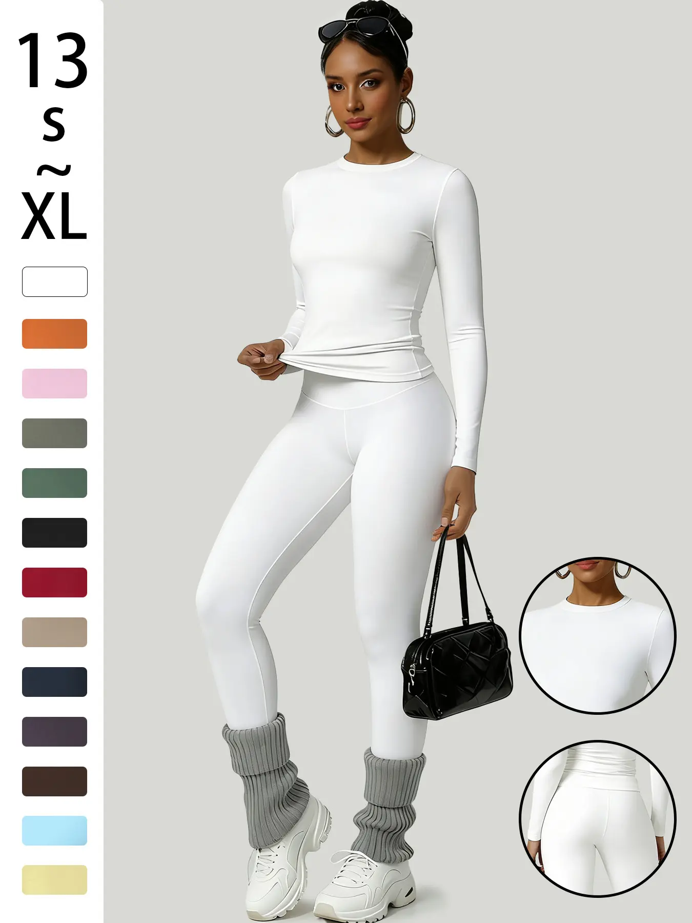 Two-Piece Set Women's Long Sleeve Top & Pants Set, Comfortable Round Neck T-Shirt & High Waist Slimming Leggings, Casual Wear for Fall & Winter Womenswear