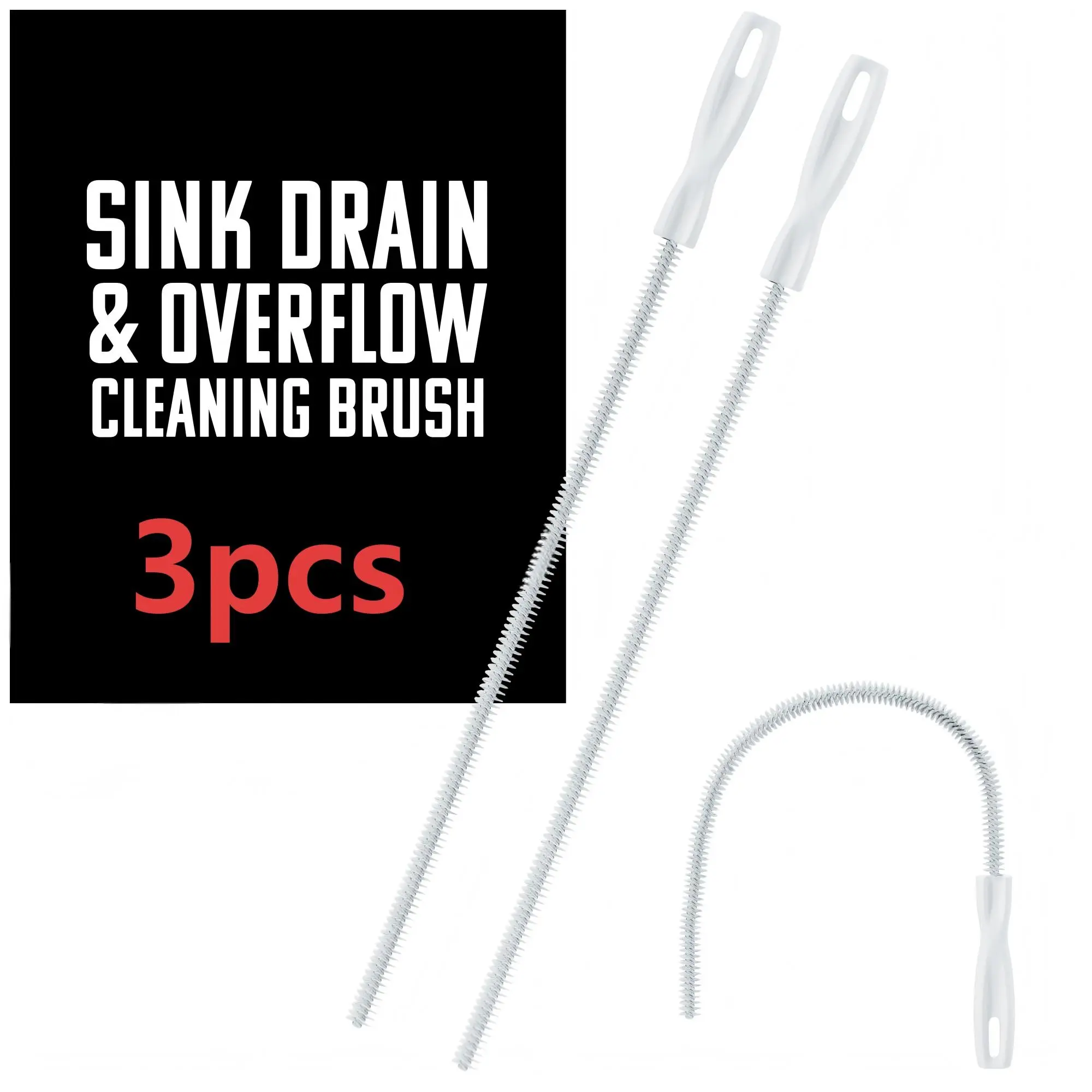 3PCS Drain Cleaning Brush Set – Flexible Pipe Cleaner for Sink, Bathroom & Overflow, Deep Cleaning Tool for Hair & Dirt Removal