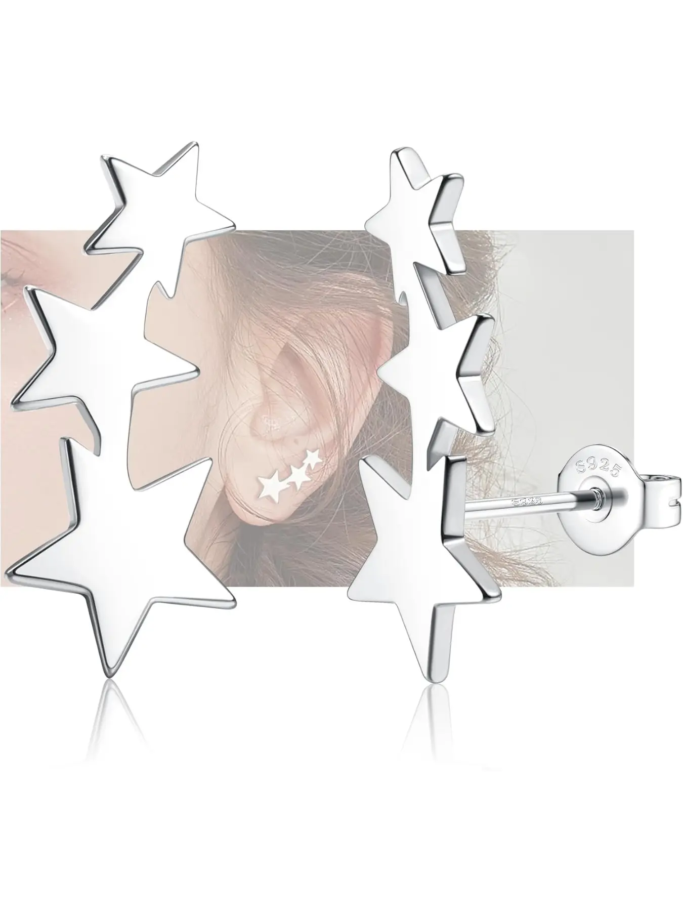 Star Earrings for Women Girls Hypoallergenic Sterling Silver Stud Earrings Small Star Stud Earrings Silver/Gold/Rose Gold Jewelry Gifts