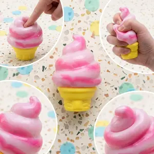 Ice Cream Squishy Squeeze Toy, Soft Slow Rise Sensory Fidget Toy, Ideal Easter Basket Stuffers & Holiday Party Favors for Kids