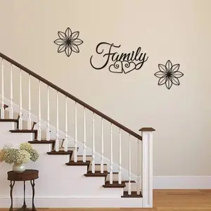 Family Metal Wall Art, 3 Counts/set Elegant and Durable Family Wall Decor, Perfect for Home Staircase Decoration