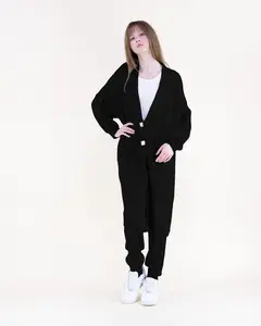 Longline Button-Front Knit Coatigan