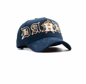 Dandy Hats logo H Stars Blue Snapback Cap, Embroidered Baseball Hat, Old English Streetwear Design, Curved Brim Adjustable Urban Style for Men Women