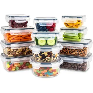 12-Pack  Storage Container Set kitchen organizers Meal Prep Containers Lock   Plastic Lunch Box Snack Salad Containers 12 Boxes and 12  Pantry and Kitchen Organization