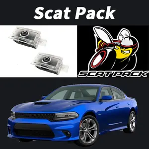 2 Pcs Never Fade Door Light Logo, Projection Ghost Shadow Welcome Puddle Light Compatible with Charger Challenger 2013~Present Accessories (Scat Pack) projection logo light