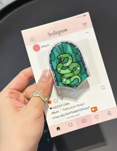 Green Snake MagSafe Phone Grip, Magnetic Pop Socket, Gothic Stained Glass Phone Holder, Dark Academia Gift for Phone Kindle