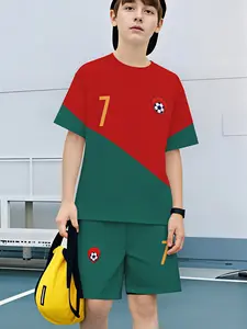 Youth New York/Dallas Soccer Jersey Set, Breathable Micro-Elastic Sportswear, Number Print Team Uniform for Boys, Comfortable 2-Piece for Training Matches, Back to School PE Outfit, Viral Kids Athletic Wear for Outdoor Activities