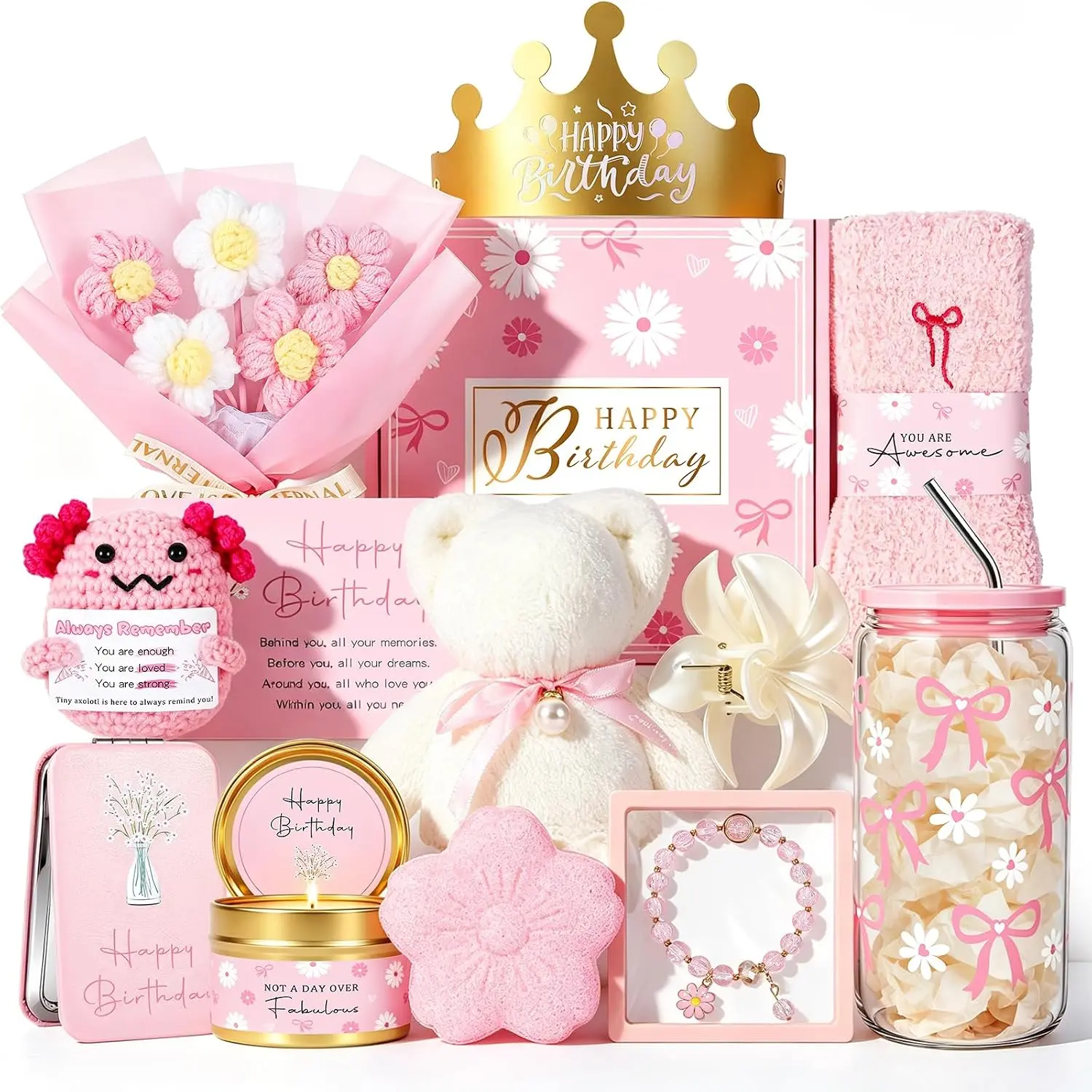 Halloween Fall Gift Birthday Gift Basket for Women, Unique Pink Self Care Gift Set for Her, Relaxing Gift Box for Best Friend, Bestie, Girlfriend & Women