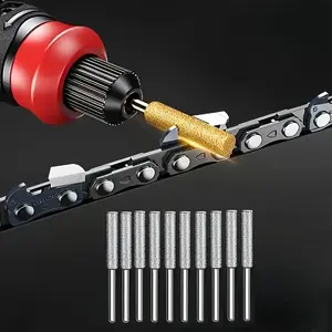 10 Piece Diamond Chainsaw Sharpener Set, Titanium Coated Cubic Zirconia Grinding Discs, Ideal for Cutting Jade, Glass, Metal, Wood