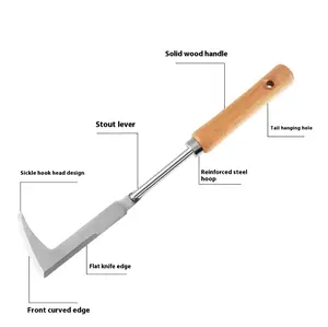 Crack Weeder Tool Crevice Cleaning Tool12" Stainless Steel Manual grass Puller ToolBeech Wood Handle for Sidewalk DrivewaysPatio Paver Narrow and Wall Gaps Garden