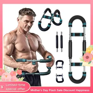 Arm Trainer Strengthen Chest and Arm Muscles Workout Men's Fitness Trainer Detachable Adjustable Resistance Portable Power Twister Bar Home Fitness Equipment fitness level chest trainer home exercise arm trainer adjustable arm