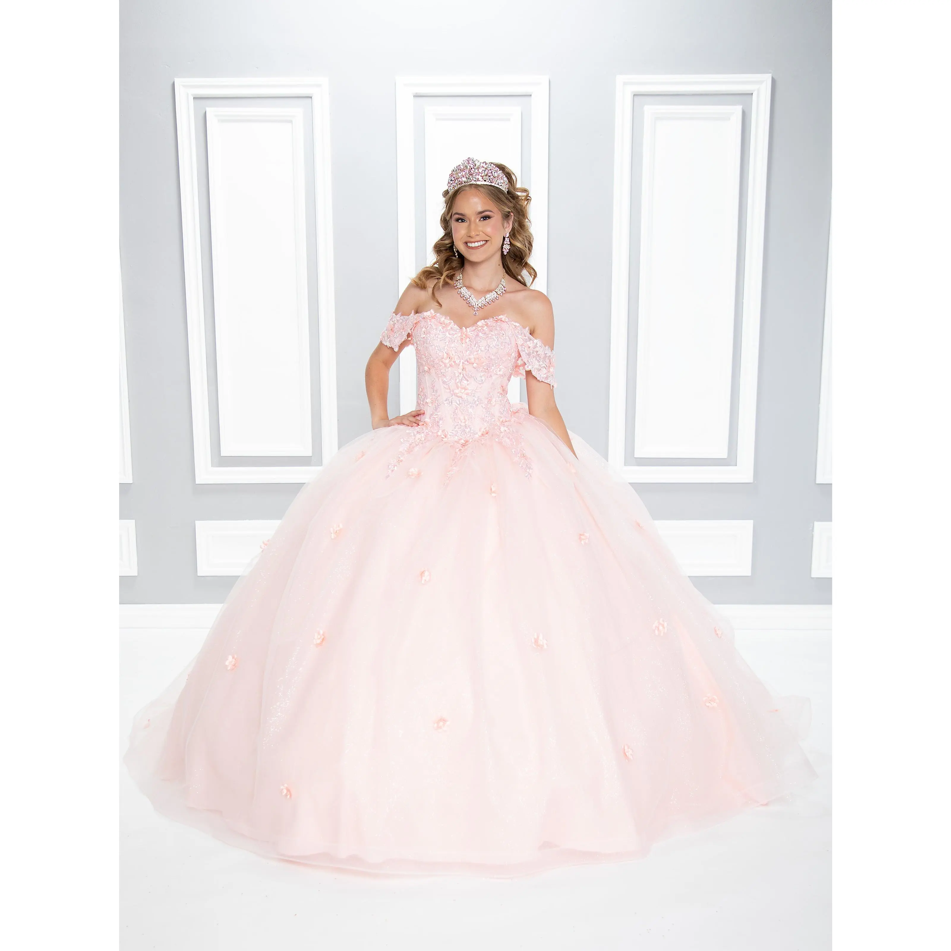 72328 Quinceañera Dress | 3D Floral Corset Ball Gown