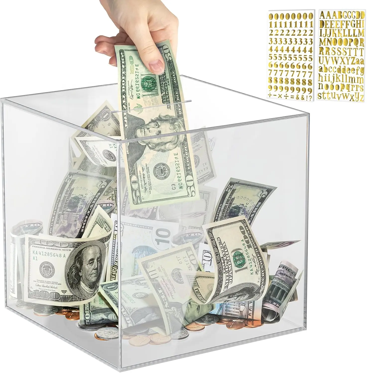 Piggy Bank for Adults Must Break to Open Acrylic Clear Piggy Bank Coin Bank | Vcertcpl Money Saving Box for Cash Saving, Unopenable Adults Bank for Real Money Bank Change Jar (Clear, 12x12CM)