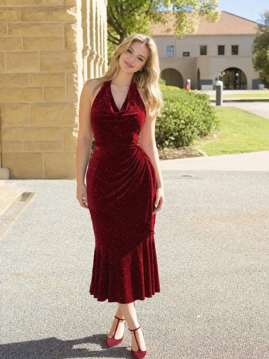 RETRO STAGE Women's 1930s Vintage Velvet Mermaid Gown, Elegant Sparkle Halter Cowl Neck Ruched Formal Evening Dress, Sexy, Glitter, Polyester, Halter Neck, Elegant Dresses, Evening Gown, Going Out, Lady, Party Fit, Outfit Of The Night, Velvet Poly