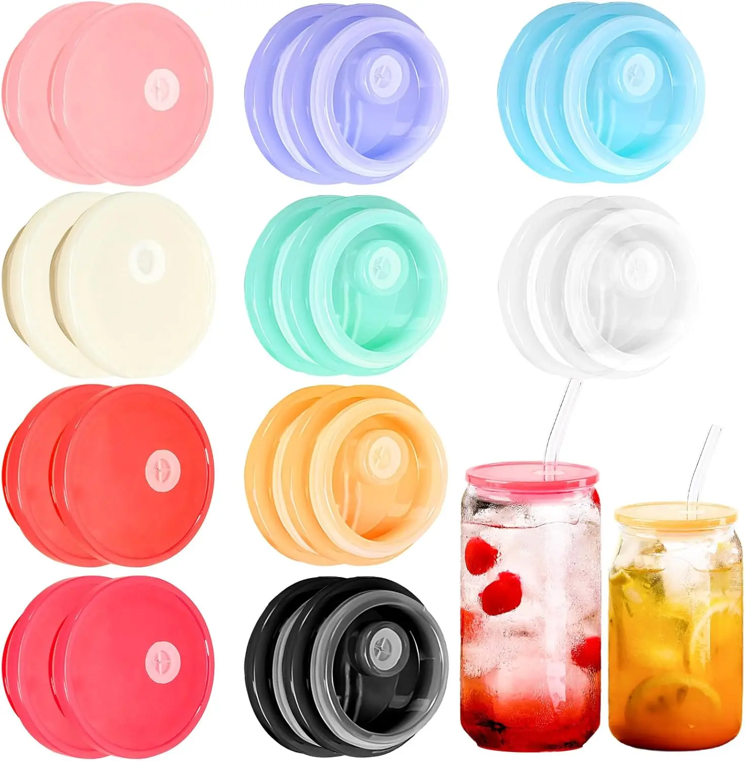 Libby Cup Lid - Assorted Colors Reusable Leak-Proof Drinkware Accessory for Mason Jars and Tumblers
