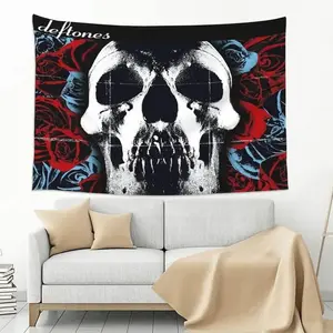 Deftones Skull Print Wall Tapestry, Smooth Polyester Anti-Pilling Home Textile, for Interior Bedroom Hanging, Living Room Decor, Photo Backdrop