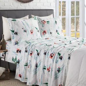 Mocassi 4-Piece Holiday Christmas Velvet Plush Flannel Sheet Set