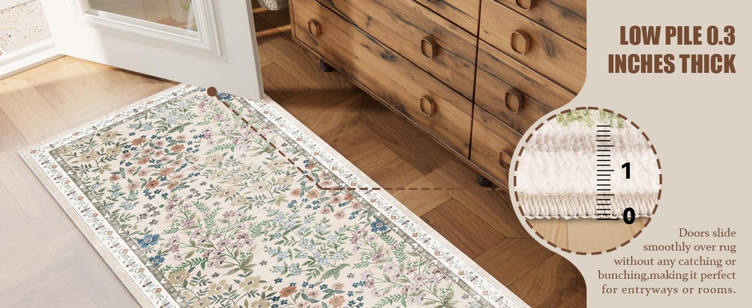 palohom Washable Rugs for Living Room Non Slip Low Pile Non Shedding Lightweight Soft Faux Wool Carpet Floral Area Rug for Bedroom Kitchen Dining Room Under Table Rug Runners for Hallway Entryway Farmhouse Stain Resistant Easy Care Indoor Home Decor