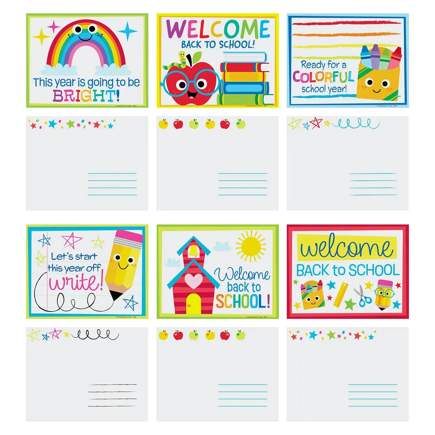 Bulk Pack 48-Pc Classroom Welcome Postcards, School Educational Supplies for Students