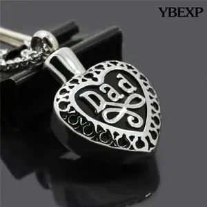 Cylinder "DAD" Cremation Jewelry Keepsake Memorial Urn Necklace Ash Holder