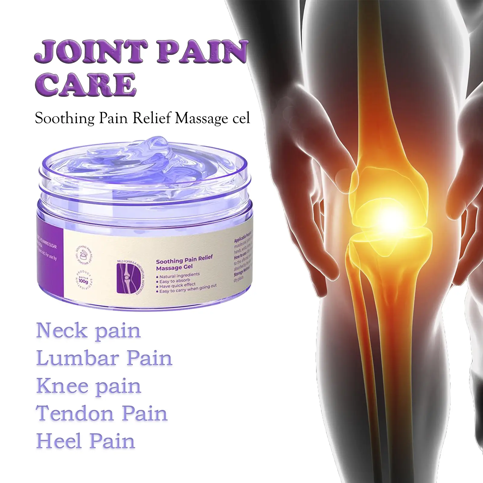 Rapid Relief Muscle Therapy Gel,Knee Lumbar Shoulder Neck Muscle Pain,Turmeric Effortlessbeauty Extract Sodium Sulfate Chondroitin Emu Oil and Other N