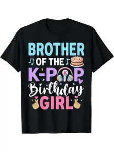 1T-Shirt for Boys Featuring The Brother of The K-Pop Birthday Girl, Short Sleeve Casual Tee, Ideal for Summer, Crew Neck, Great for Everyday Use And Holiday Presents