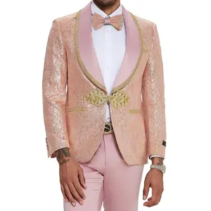 Radiant Gold and Pink Design Tuxedo - A Perfect and Elegant Choice for Prom and Wedding Seasons