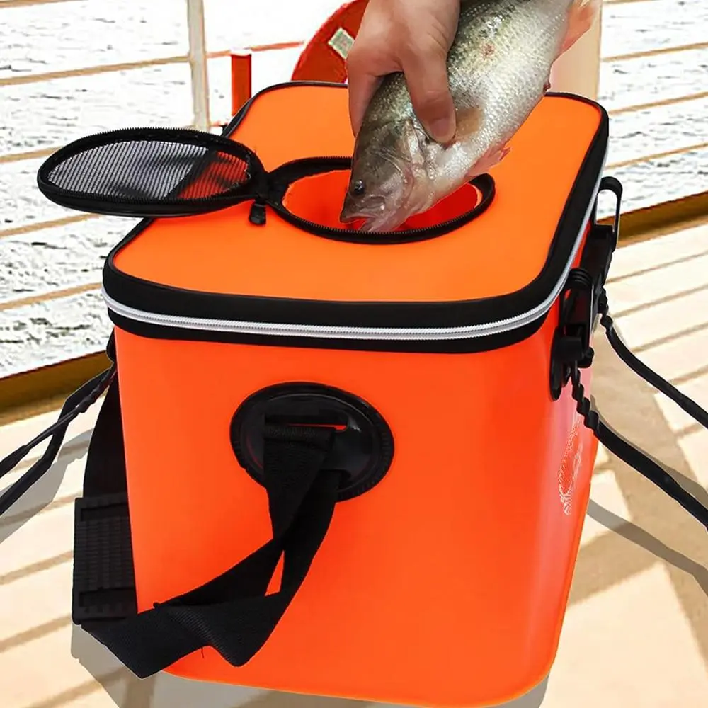 Foldable Fishing Bucket, Waterproof Fishing Box, Multi-Functional EVA, Fishing Storage Bag, Fishing Accessory: Spacious, Collapsible, No-Pump Needed - Perfect for Camping & Anglers