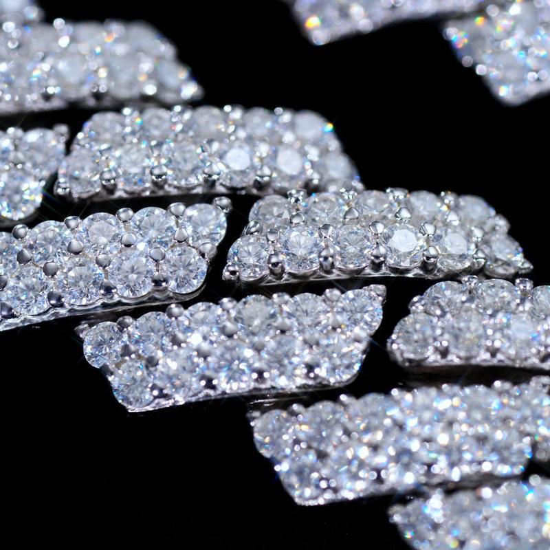 Moissanite 10MM Prong Cuban Link Chain Sterling Silver Pass Test Lab Diamond Necklace Valentine's Day Gift For Him (Storage Boxes)nice