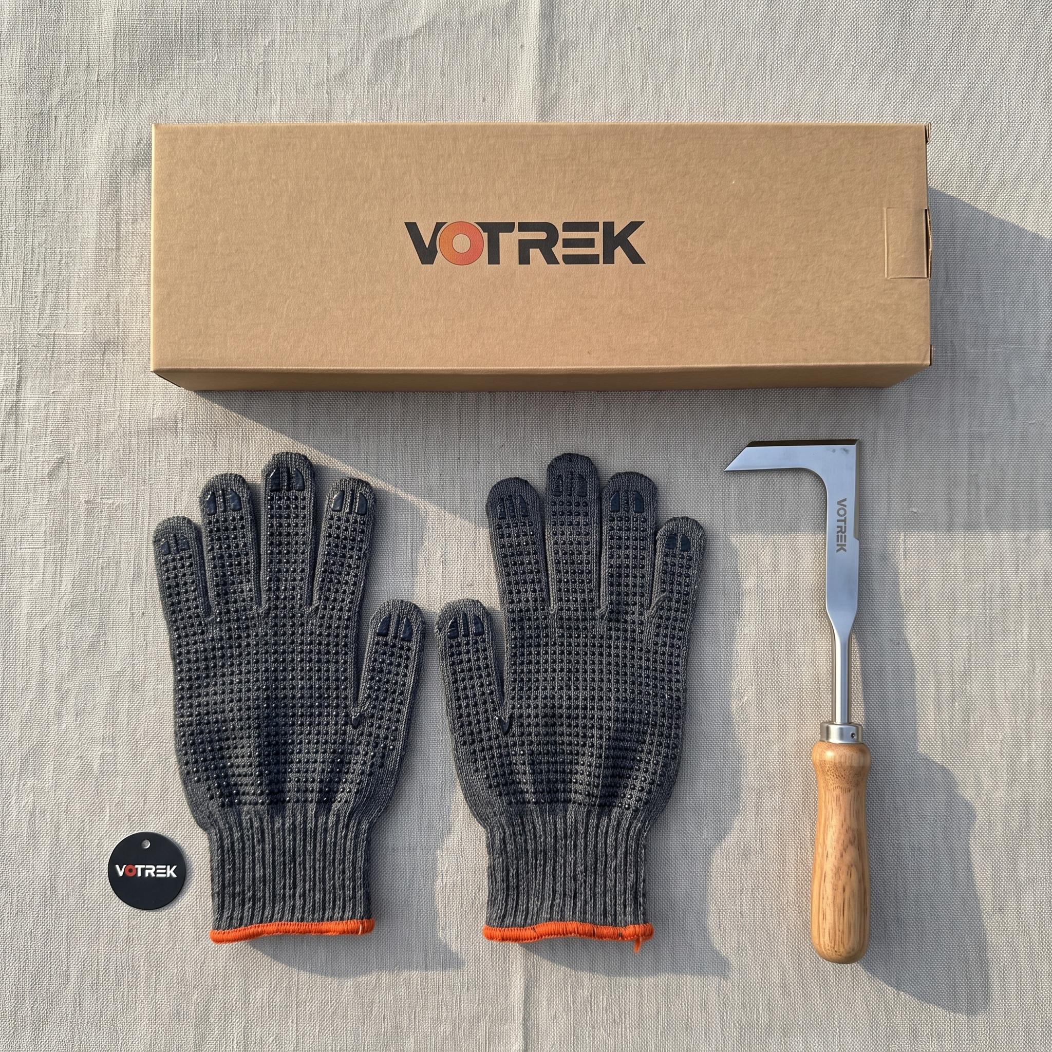 VOTREK Crack Weeder Tool Set with Gloves, Complete Crevice Weeding Kit for Sidewalk Cracks, Driveway, Patio Pavers, L Shaped Manual Weed Puller Remover, Garden Gift for Gardeners